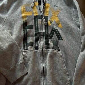 Fox Gray Hoodie with Yellow and Black Logo